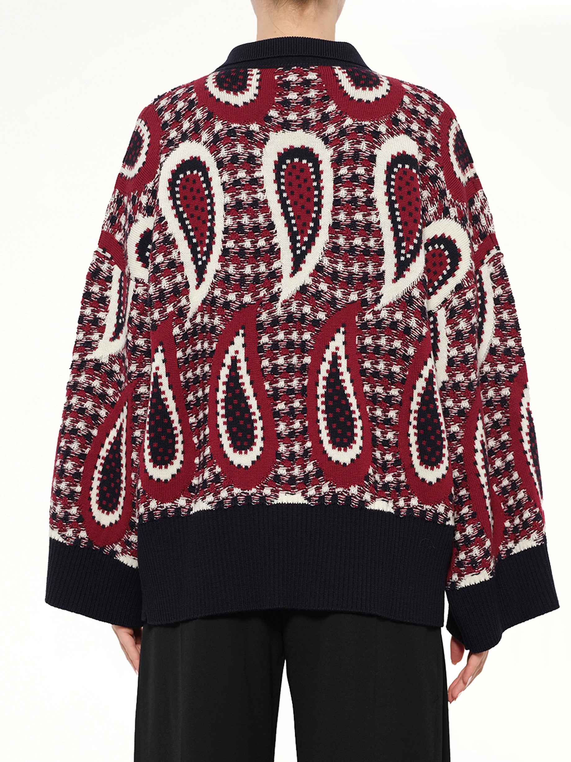Paisley Merino Jumper in Scarlet