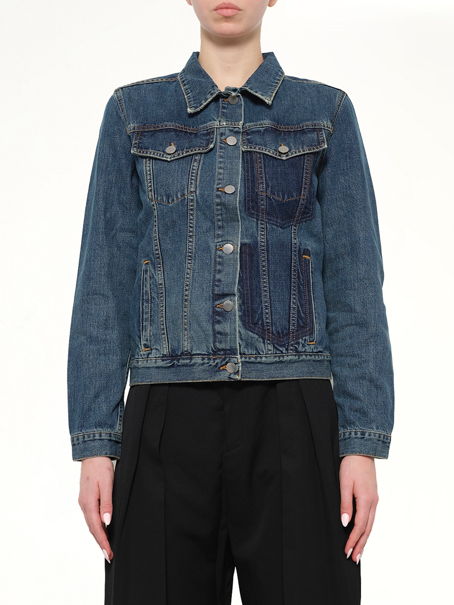 Shaded Pocket Denim Jacket in Blue