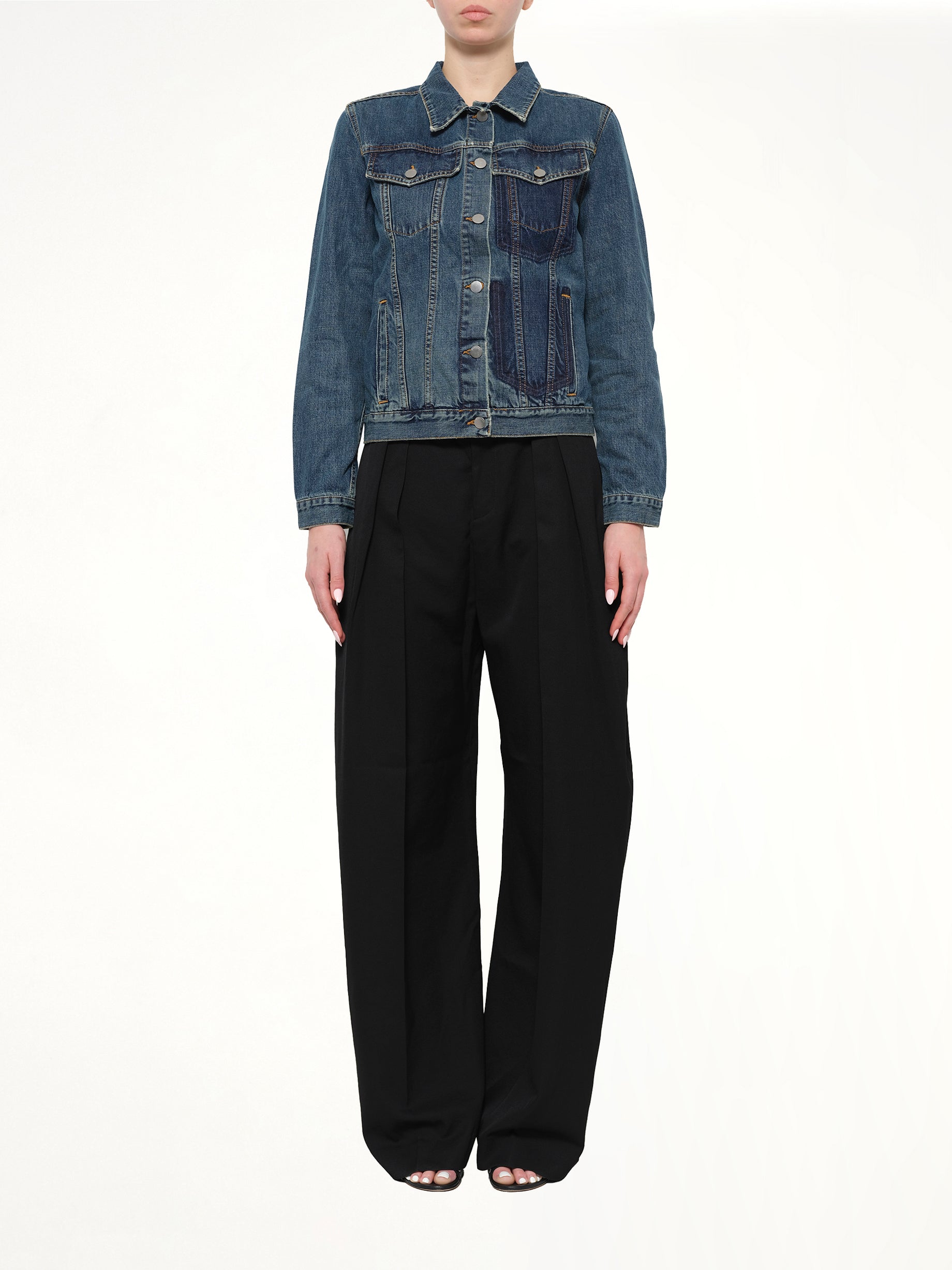 Shaded Pocket Denim Jacket in Blue