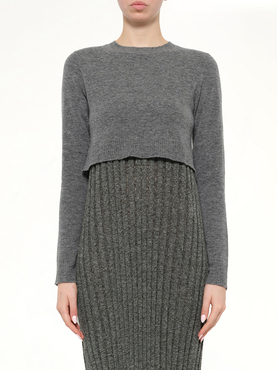 Tompe Pleat Knit Dress in Fossil