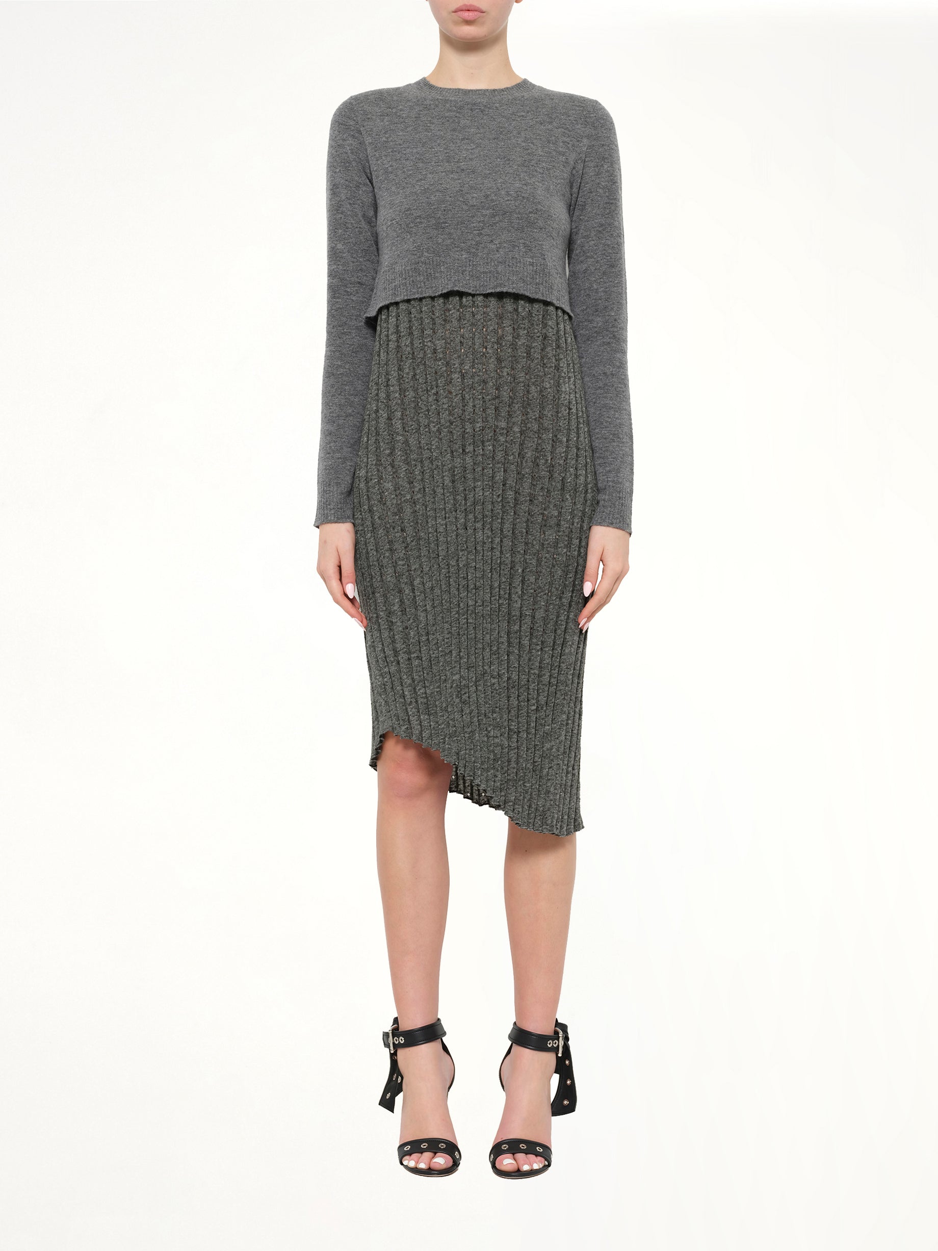 Tompe Pleat Knit Dress in Fossil