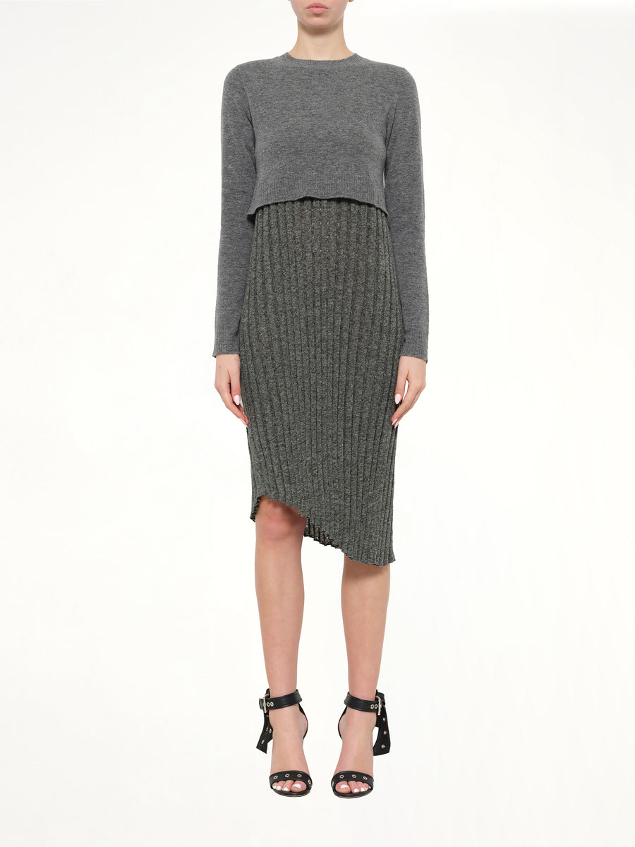 Tompe Pleat Knit Dress in Fossil