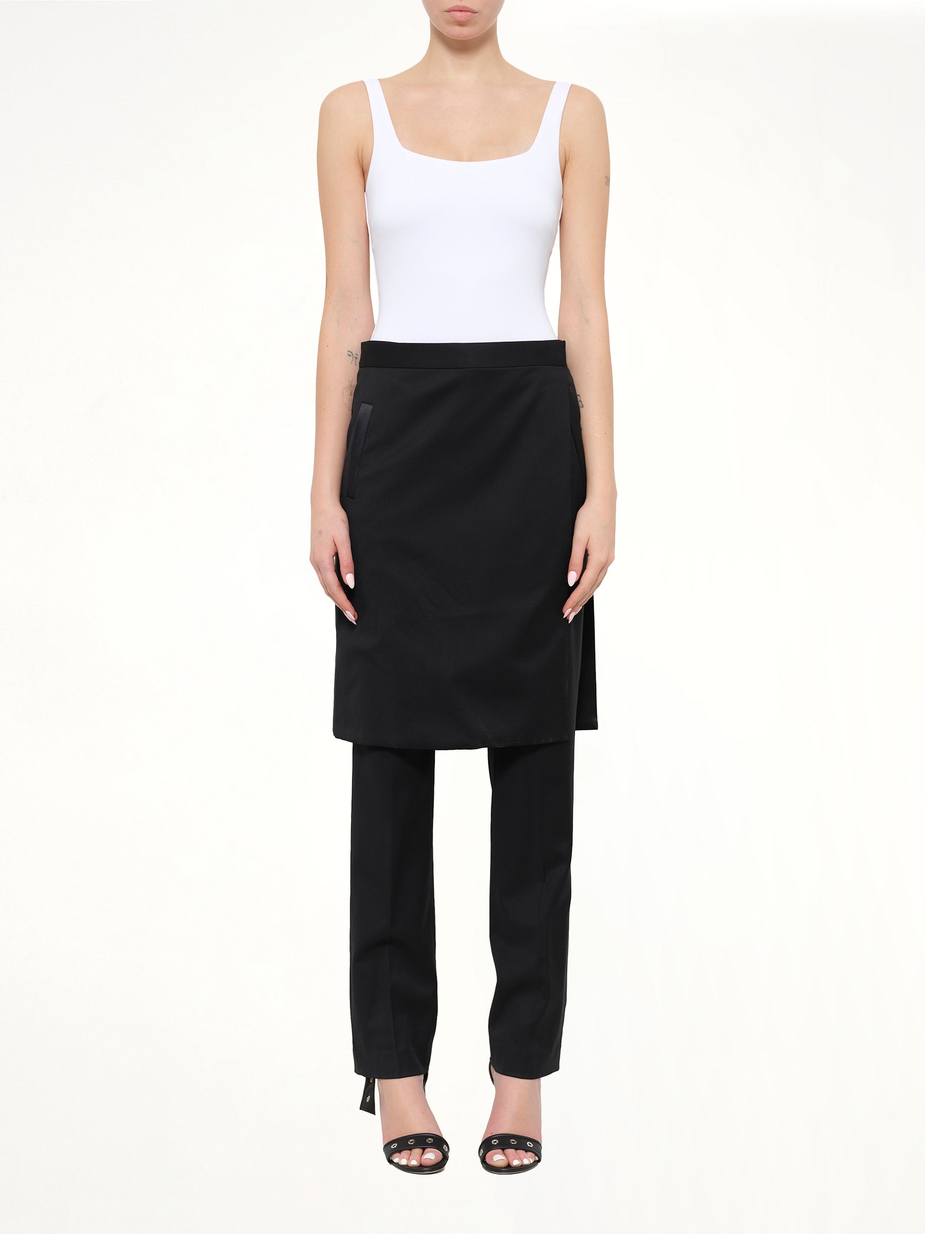 Trousers W/Skirt in Black