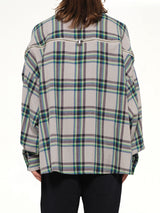 Wool Check Zipper Shirt in Light Grey