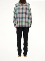Wool Check Zipper Shirt in Light Grey