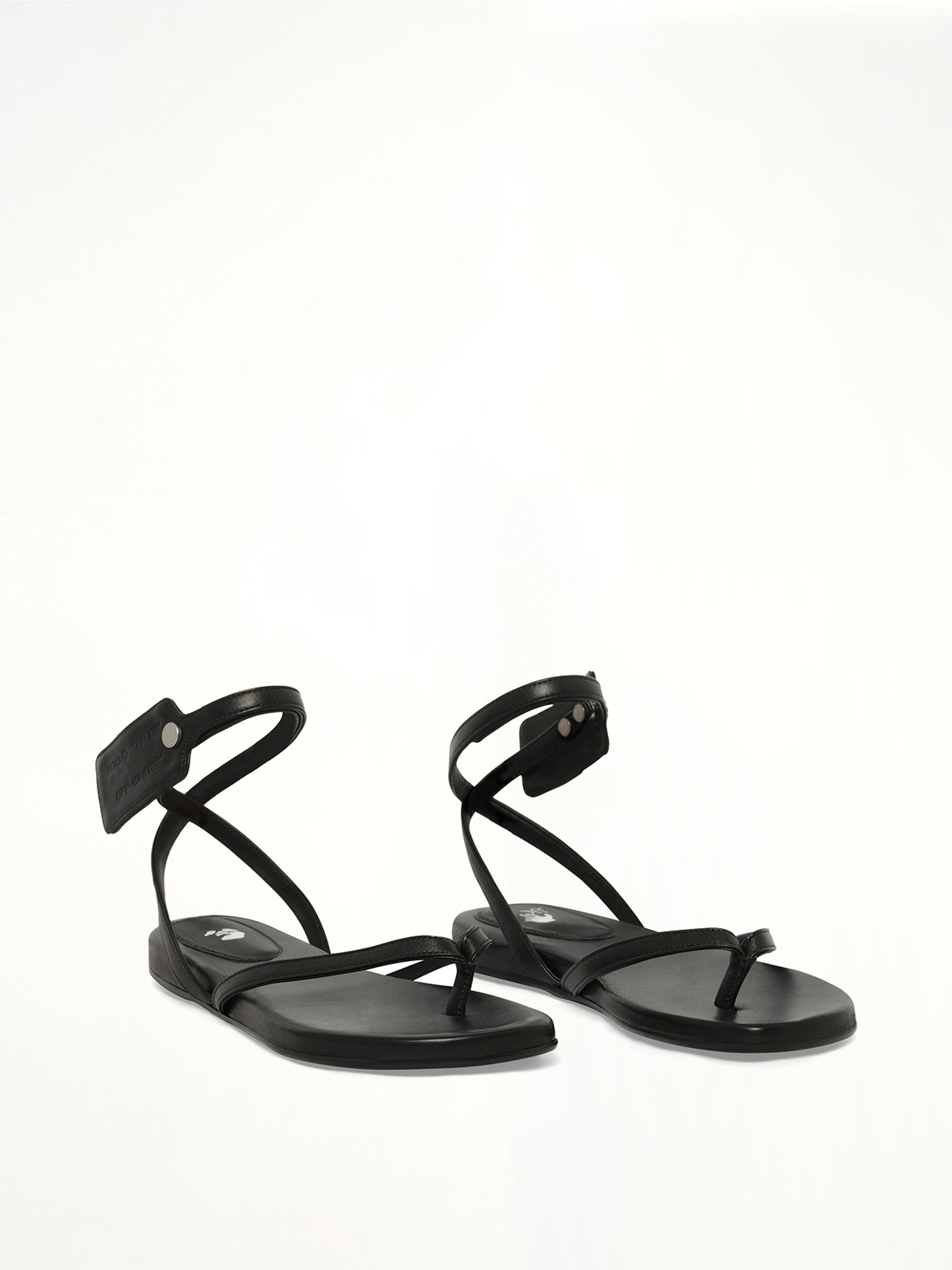 Ziptie Flat Sandal in Black