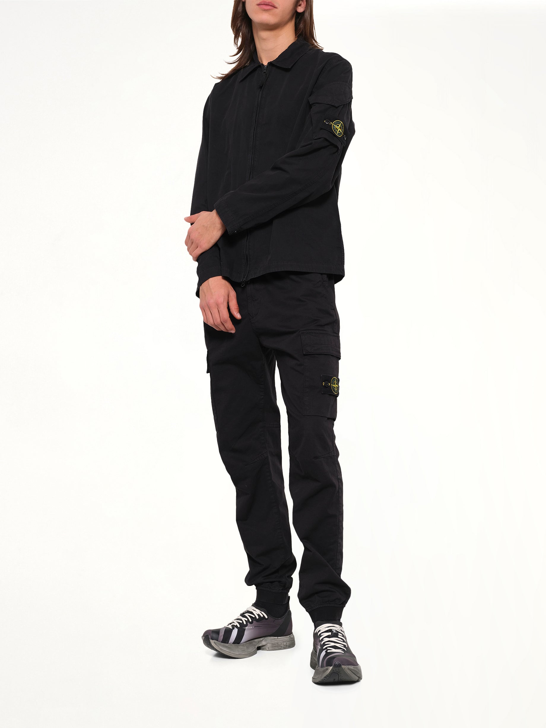 1200022 Cotton Sleeve Pocket Shirt in Black