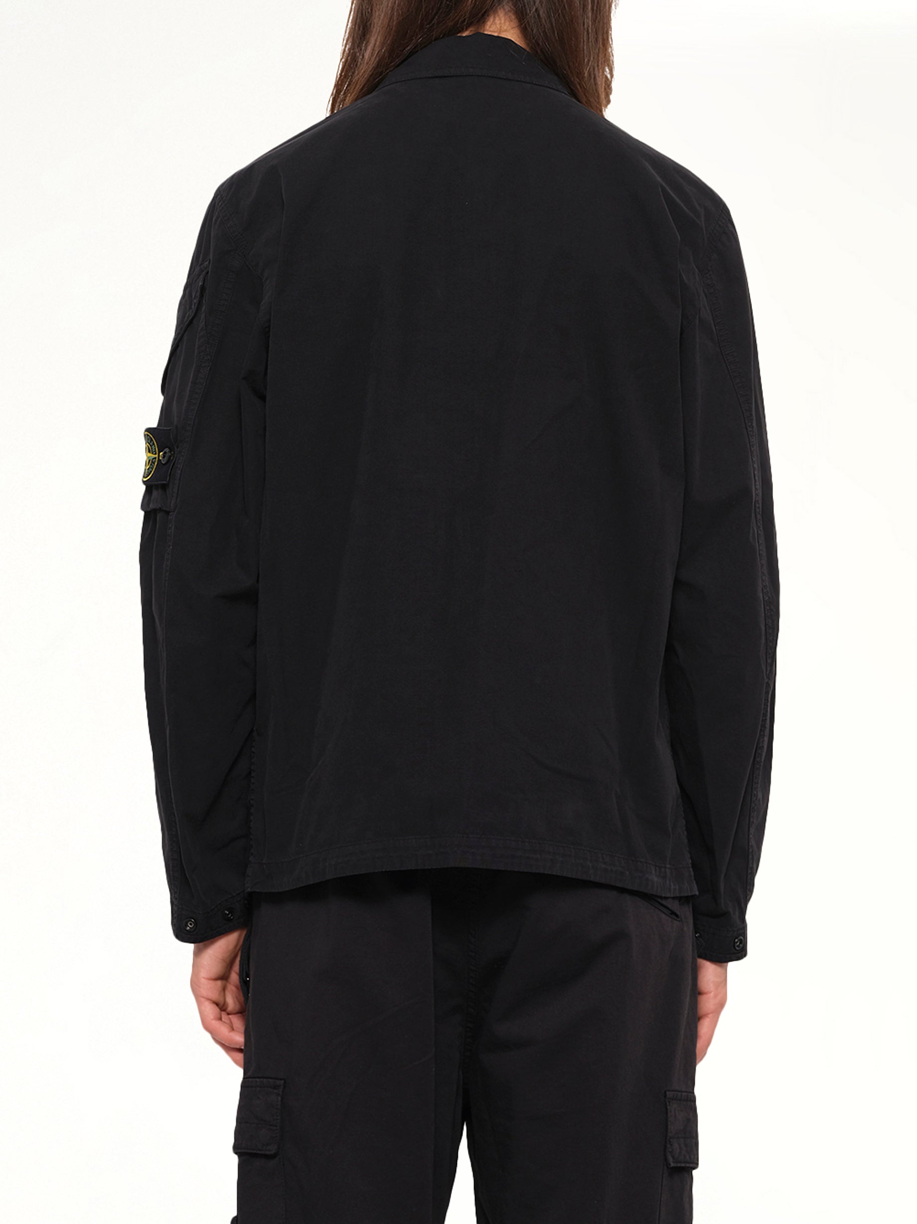 1200022 Cotton Sleeve Pocket Shirt in Black