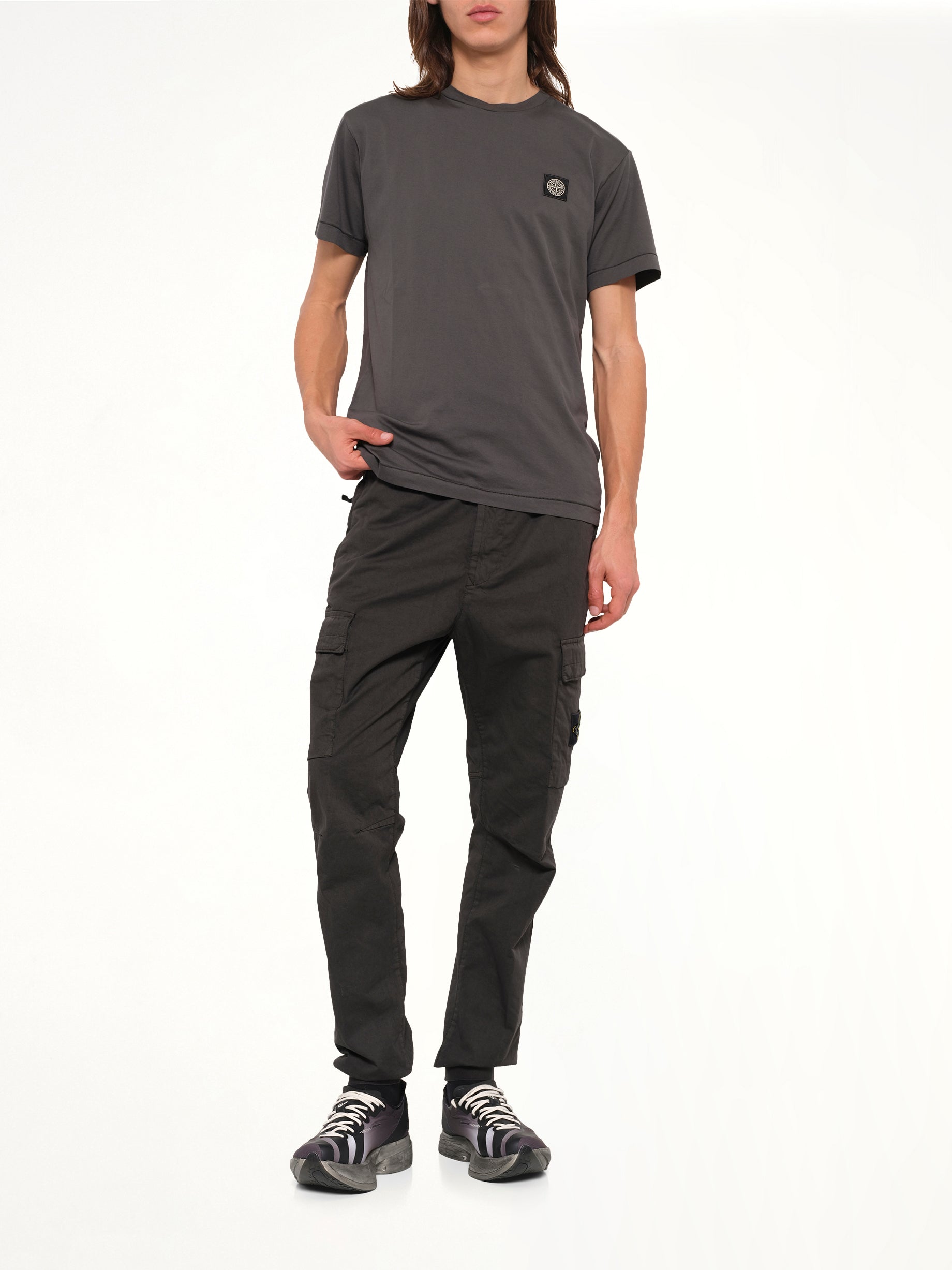 2100027 Cotton Compass T-Shirt in Lead Grey