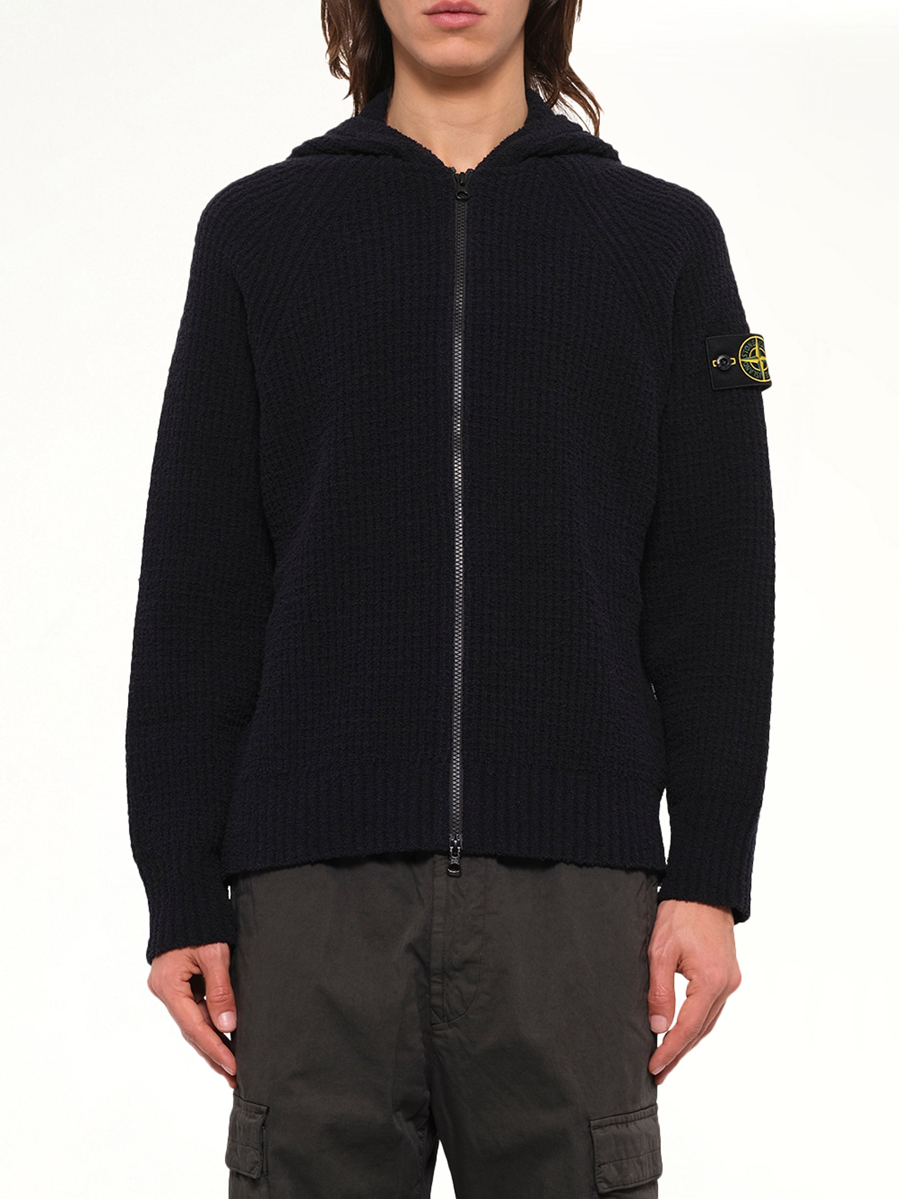 5100005 Rib Cotton Hoodie in Black