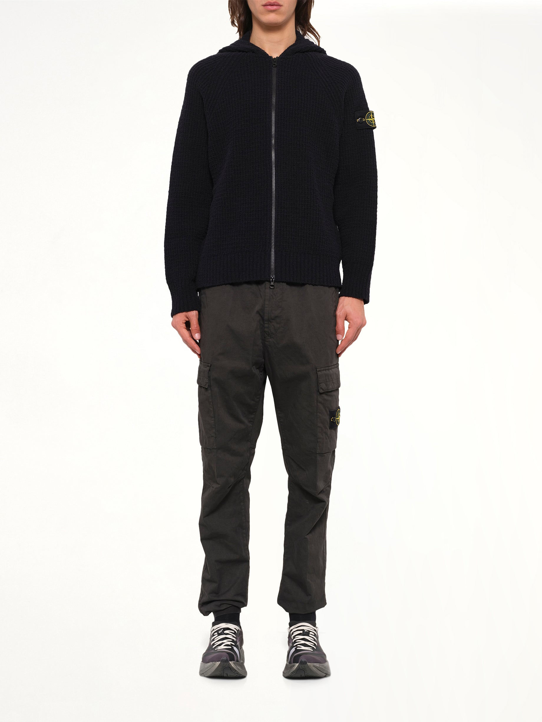 5100005 Rib Cotton Hoodie in Black