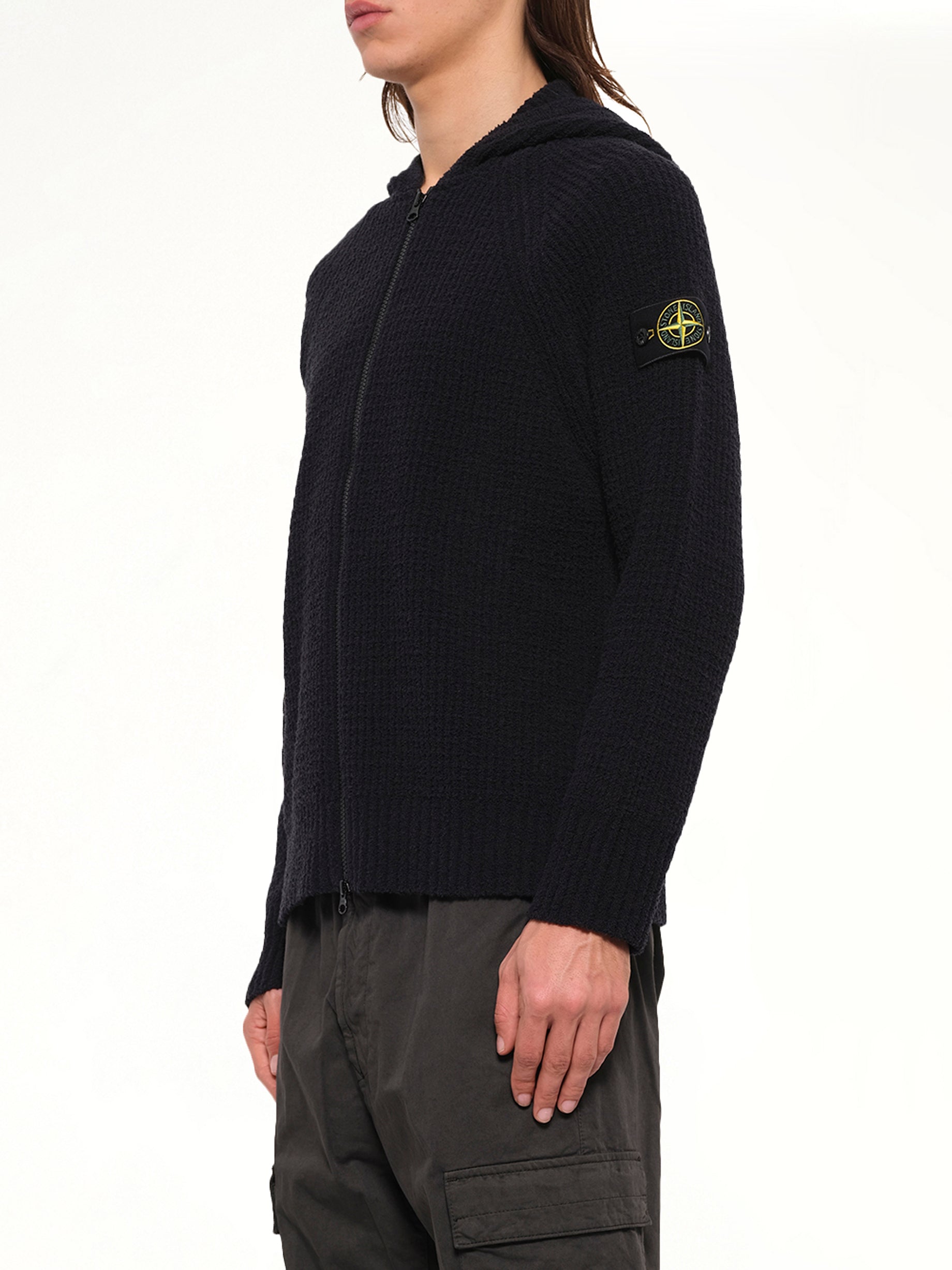 5100005 Rib Cotton Hoodie in Black