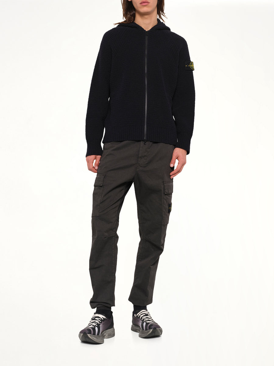 5100005 Rib Cotton Hoodie in Black