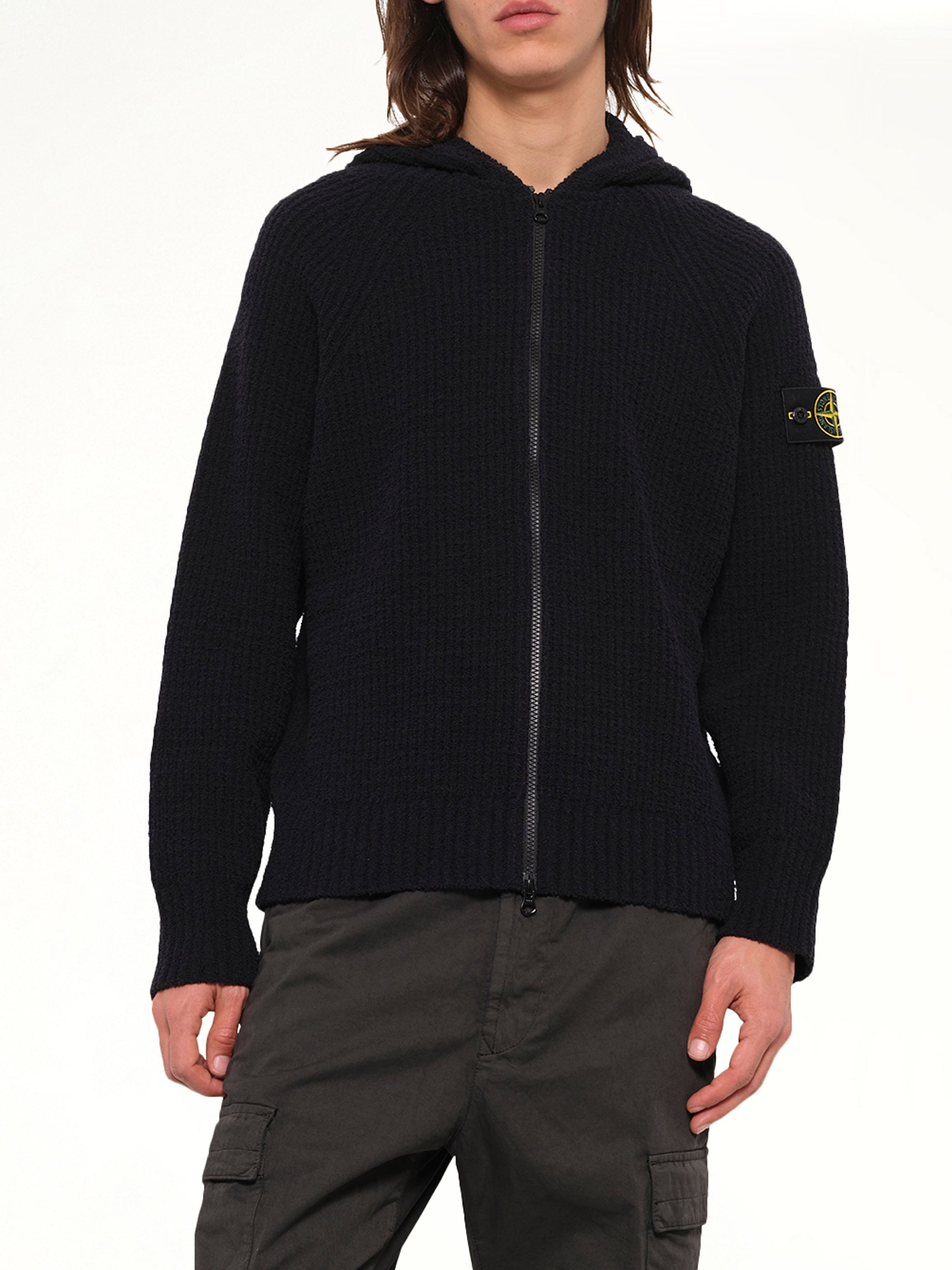 5100005 Rib Cotton Hoodie in Black