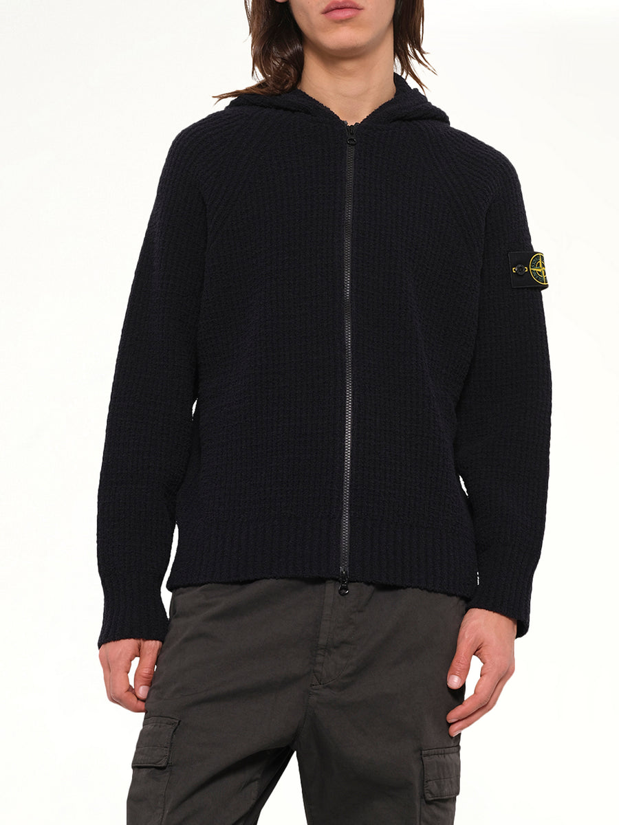 5100005 Rib Cotton Hoodie in Black
