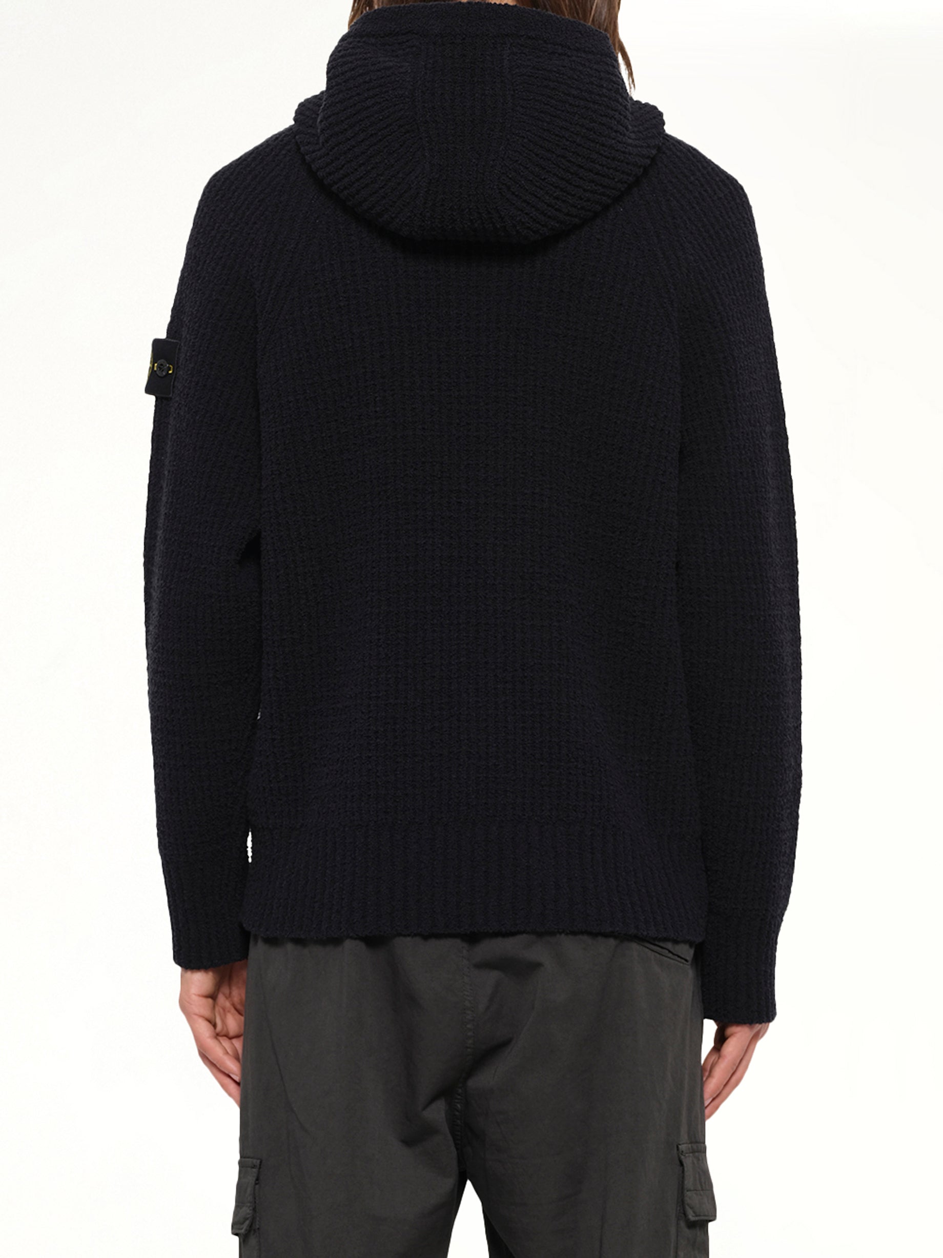5100005 Rib Cotton Hoodie in Black