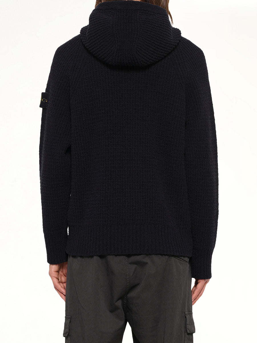 5100005 Rib Cotton Hoodie in Black