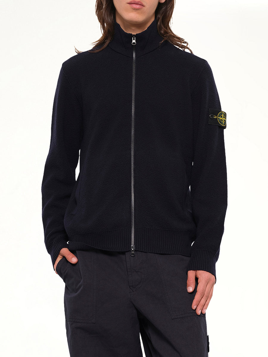 5100012 Light RWS Wool Zip-Up Cardigan in Navy Blue