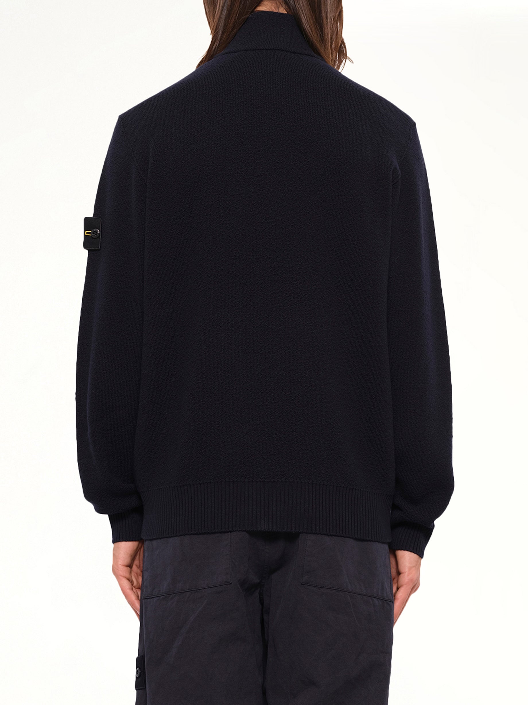 5100012 Light RWS Wool Zip-Up Cardigan in Navy Blue