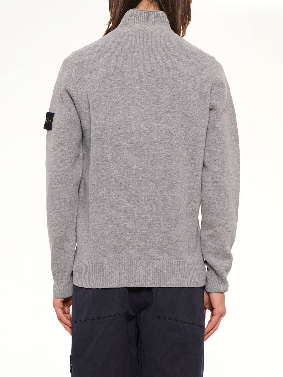 5100040 Lambswool Half-Zip Sweater in Grey Melange