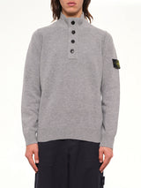 5100040 Lambswool Half-Zip Sweater in Grey Melange