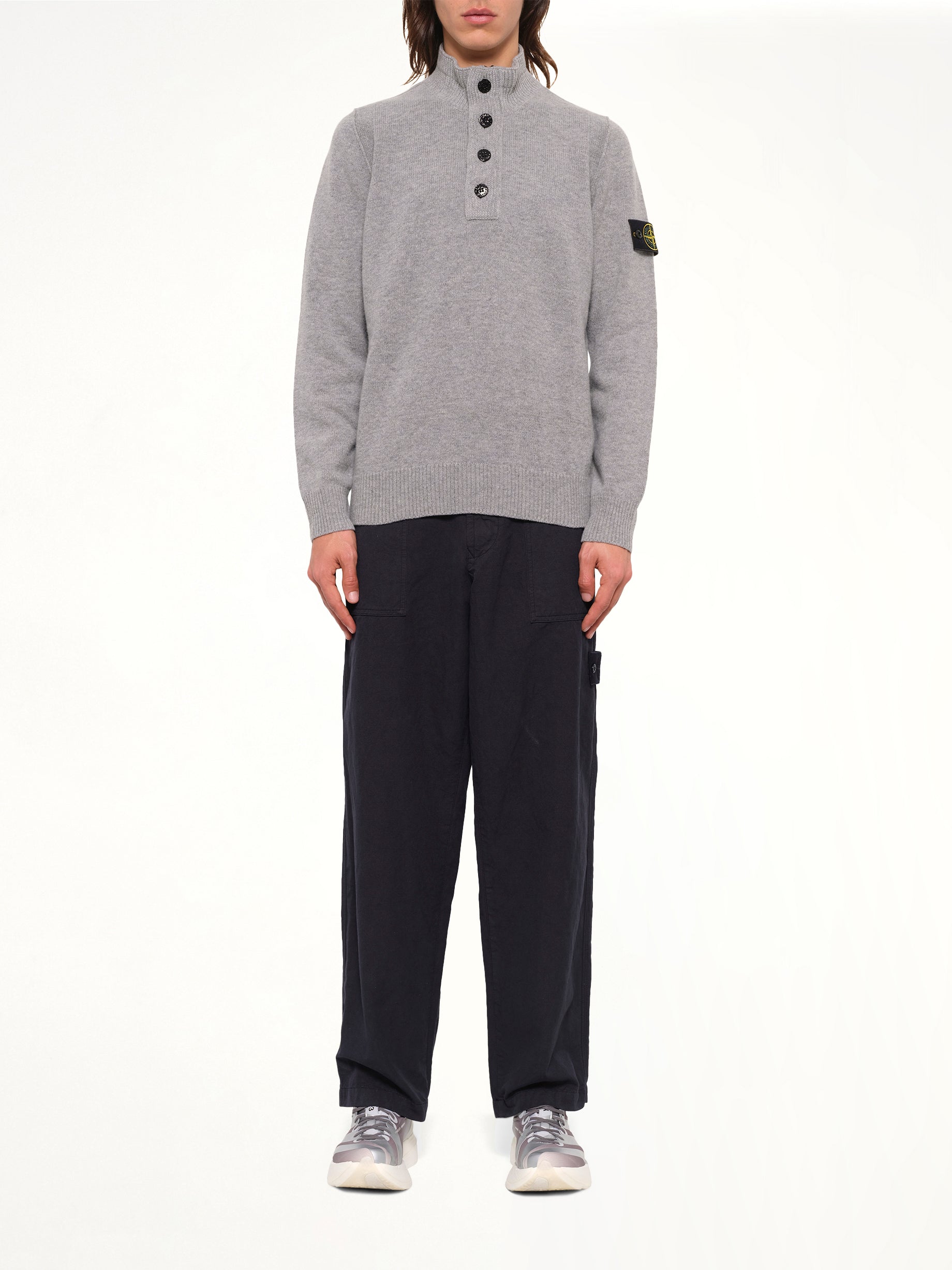 5100040 Lambswool Half-Zip Sweater in Grey Melange