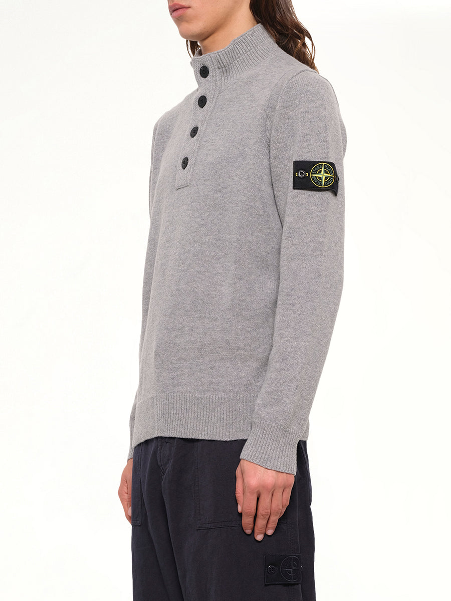 5100040 Lambswool Half-Zip Sweater in Grey Melange