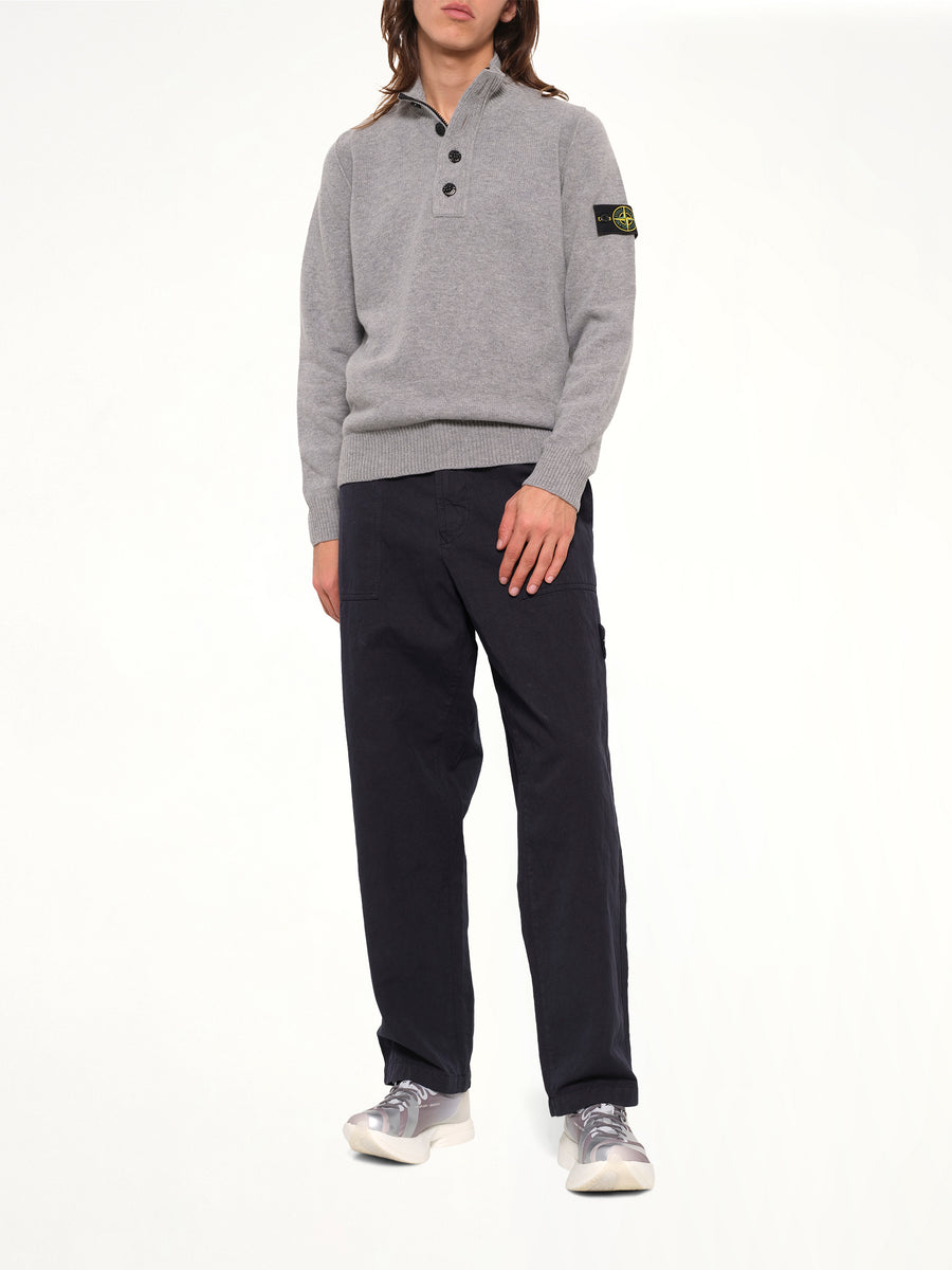 5100040 Lambswool Half-Zip Sweater in Grey Melange