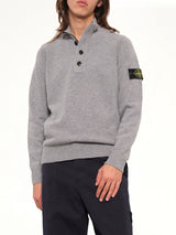 5100040 Lambswool Half-Zip Sweater in Grey Melange