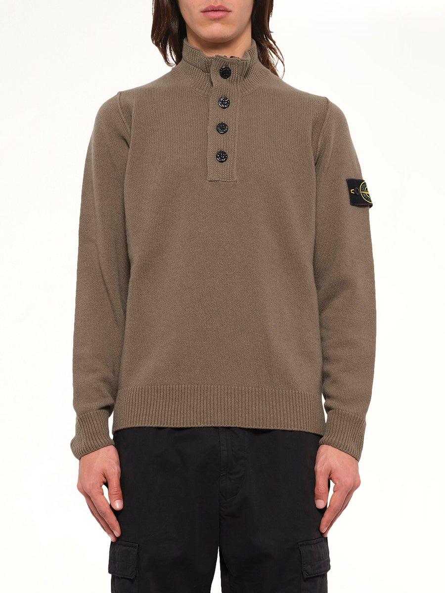 5100040 Lambswool Half-Zip Sweater in Military Green