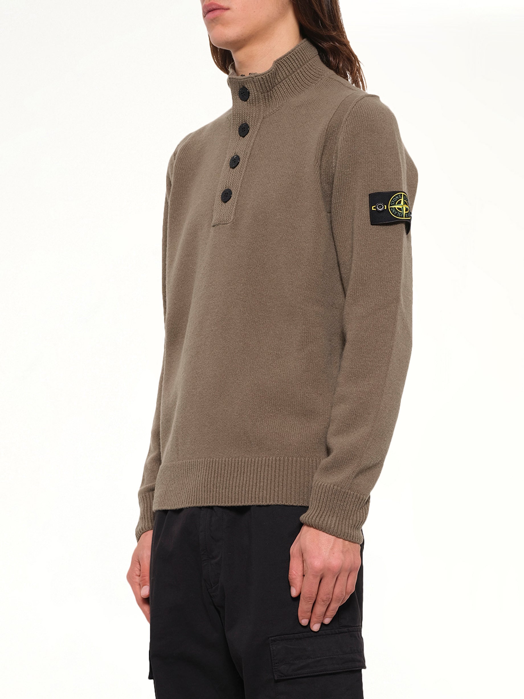 5100040 Lambswool Half-Zip Sweater in Military Green