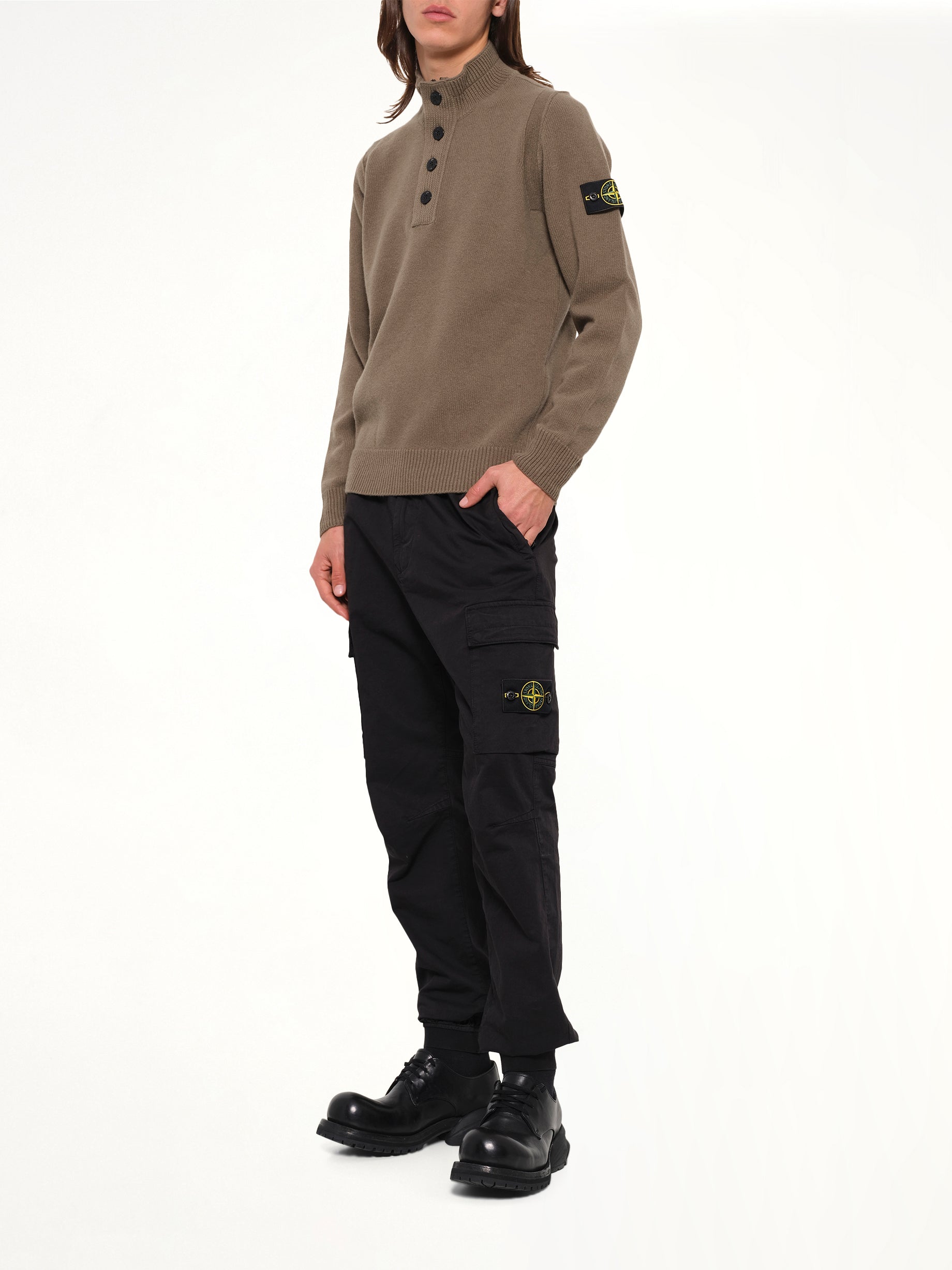 5100040 Lambswool Half-Zip Sweater in Military Green