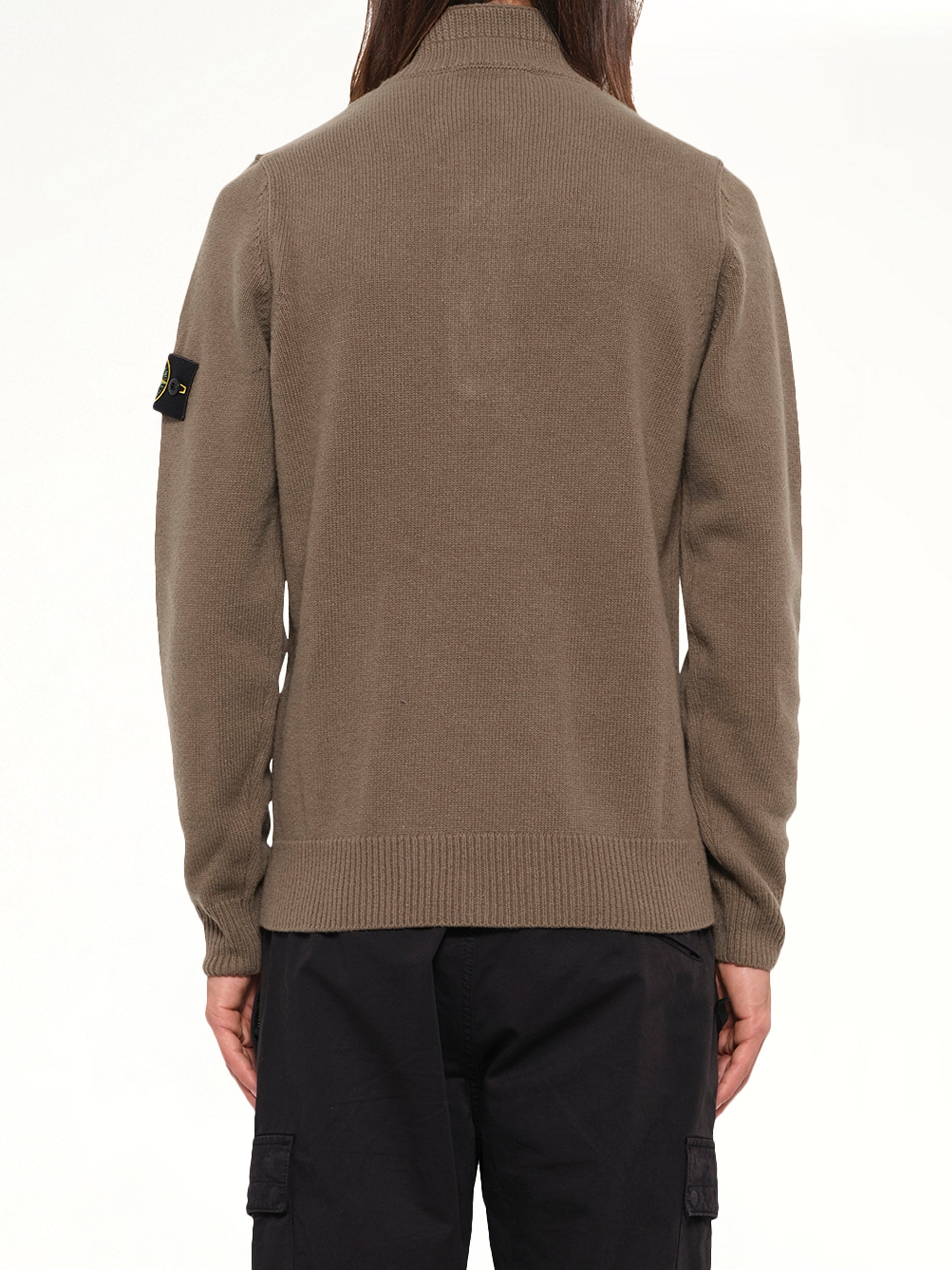 5100040 Lambswool Half-Zip Sweater in Military Green