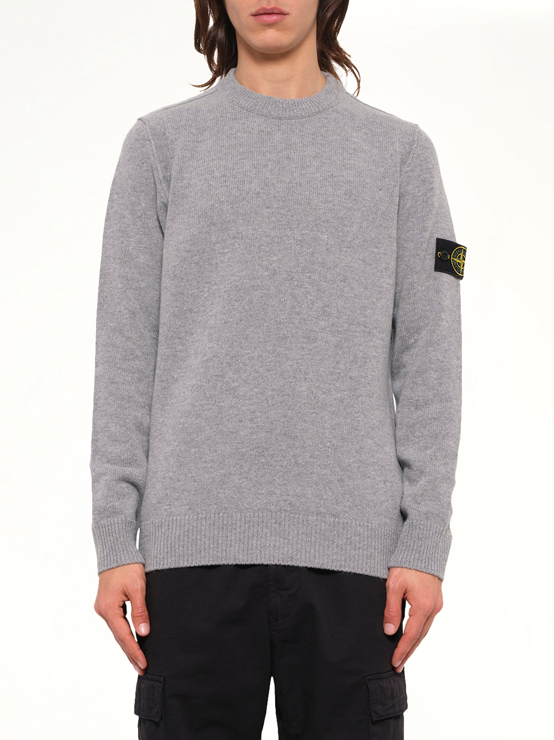 5100072 Lambswool Crewneck Sweater in Grey Melange