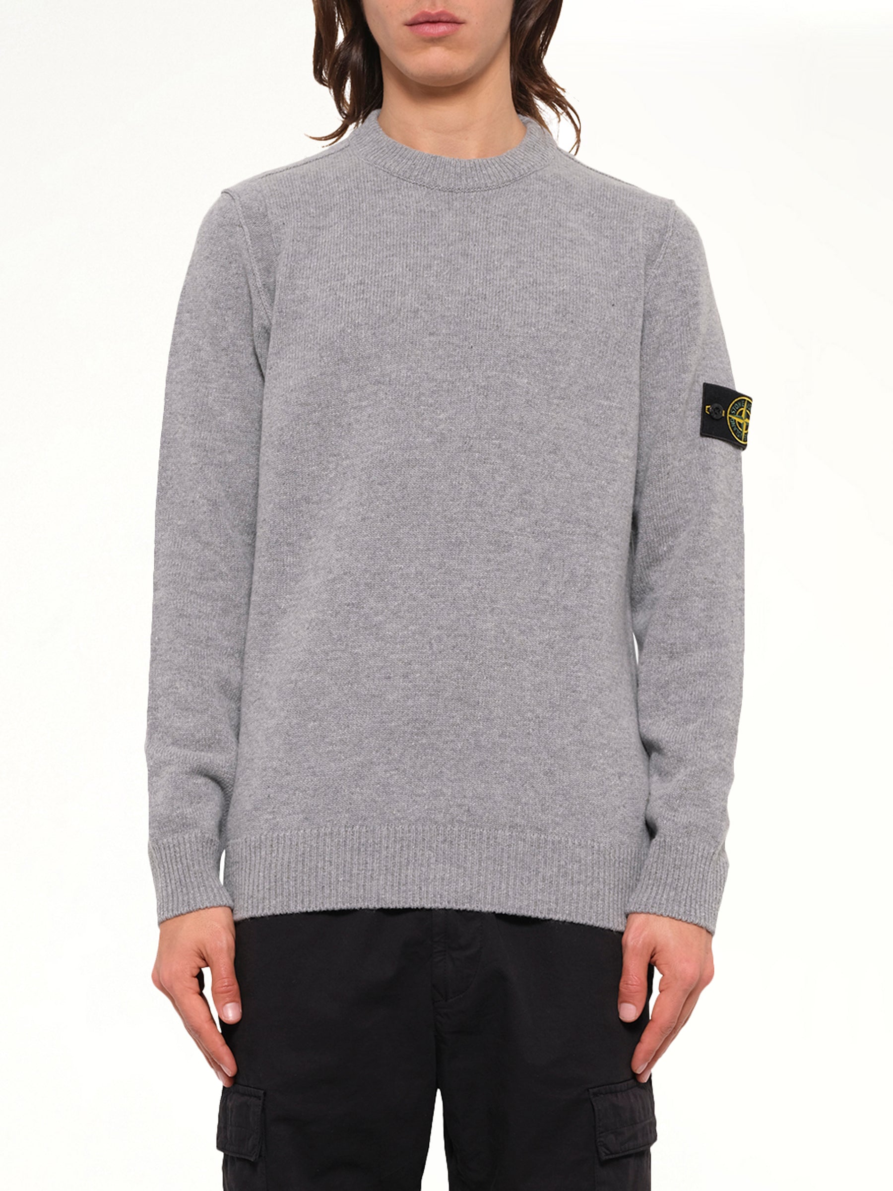 5100072 Lambswool Crewneck Sweater in Grey Melange