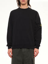 6100015 Brushed Cotton Sleeve Pocket Sweatshirt in Black