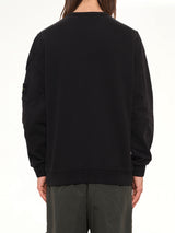 6100015 Brushed Cotton Sleeve Pocket Sweatshirt in Black