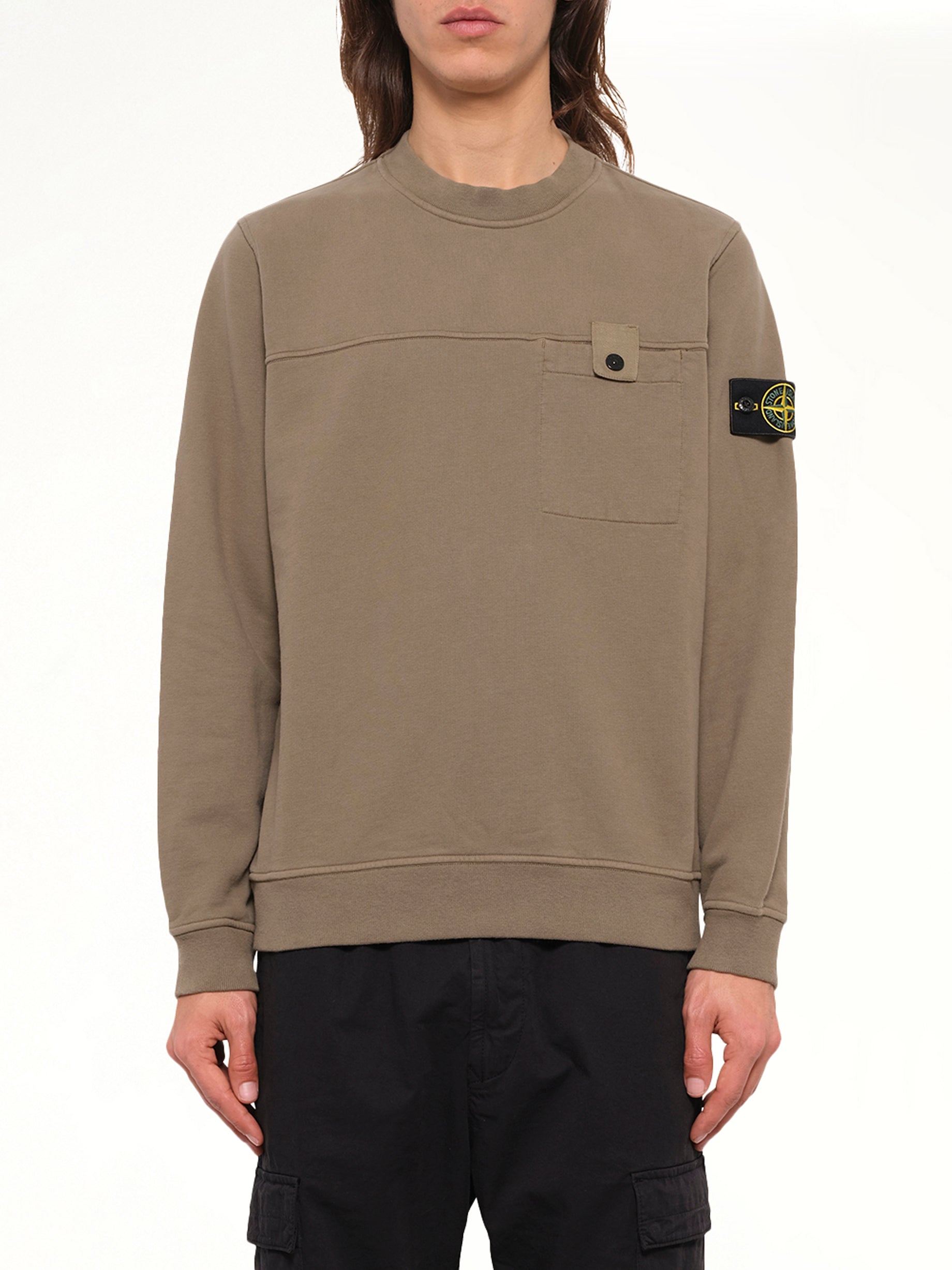 6100038 Brushed Cotton Sweatshirt in Military Green
