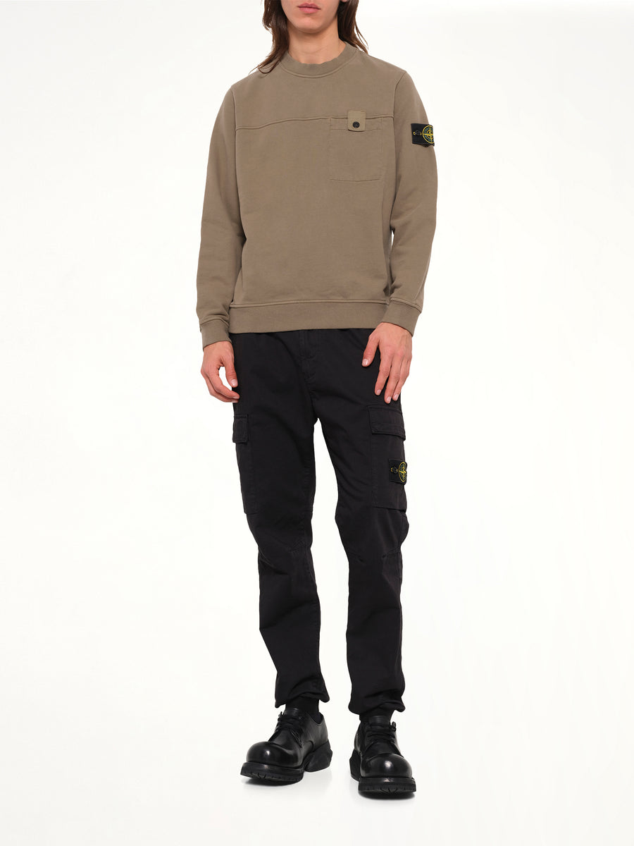 6100038 Brushed Cotton Sweatshirt in Military Green