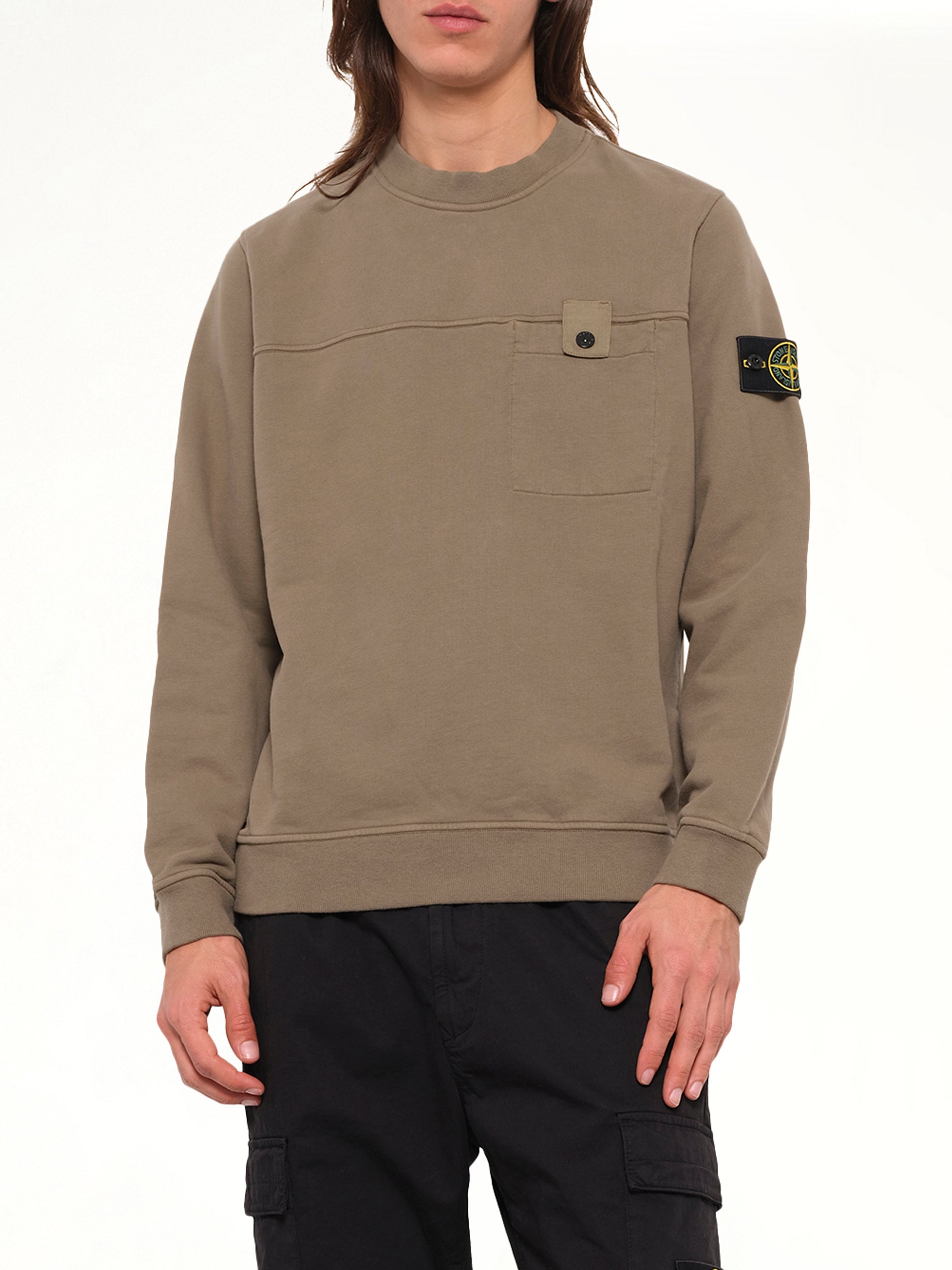 6100038 Brushed Cotton Sweatshirt in Military Green