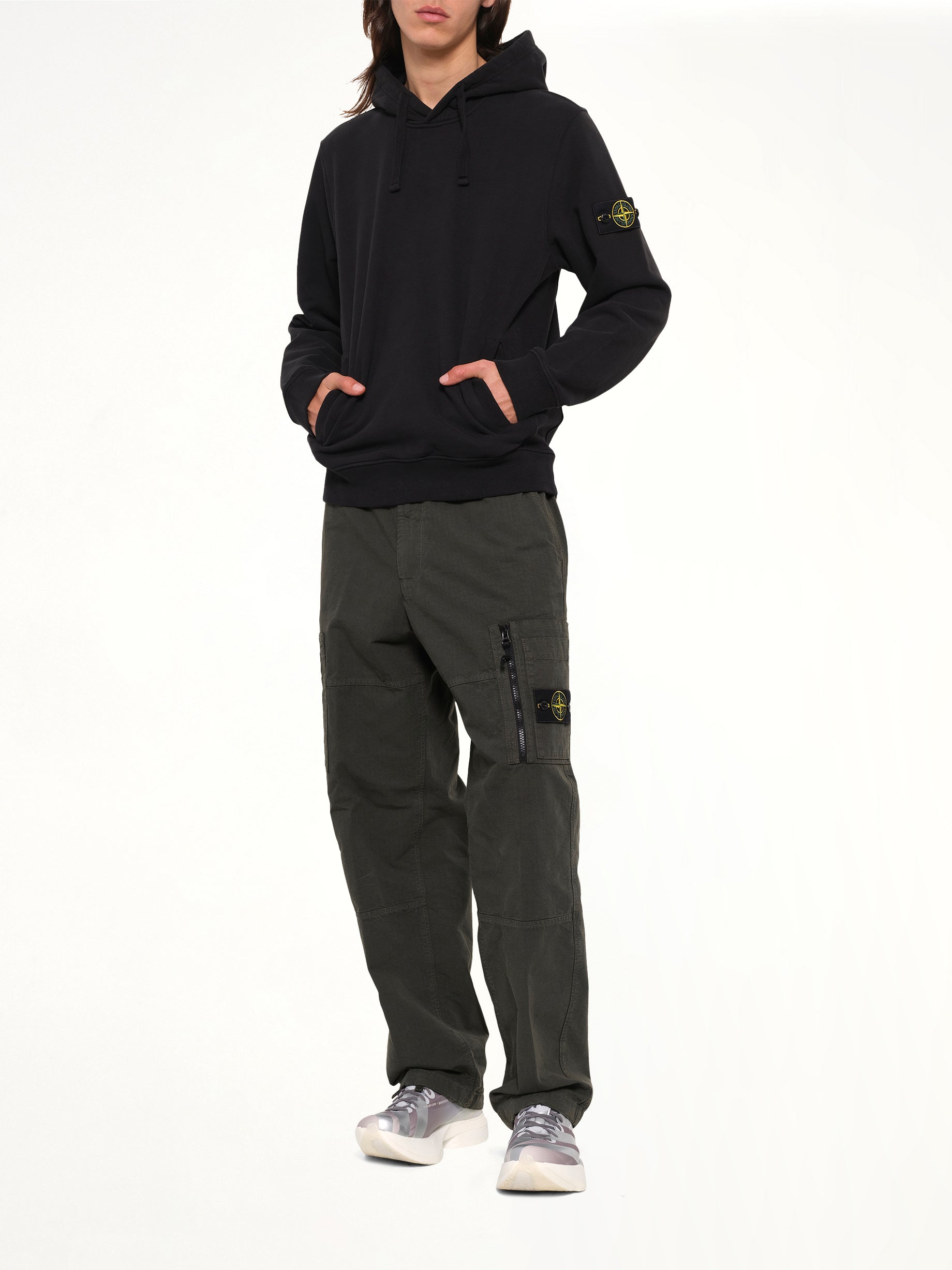 6100048 Brushed Cotton Hoodie in Black