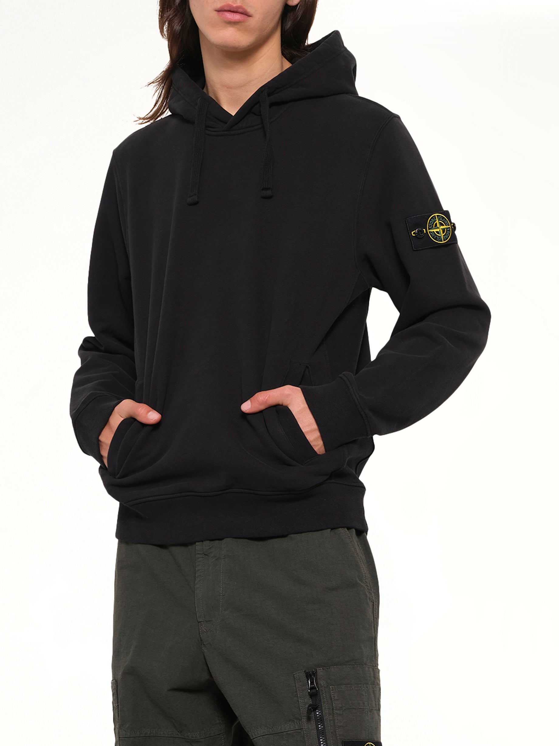 6100048 Brushed Cotton Hoodie in Black