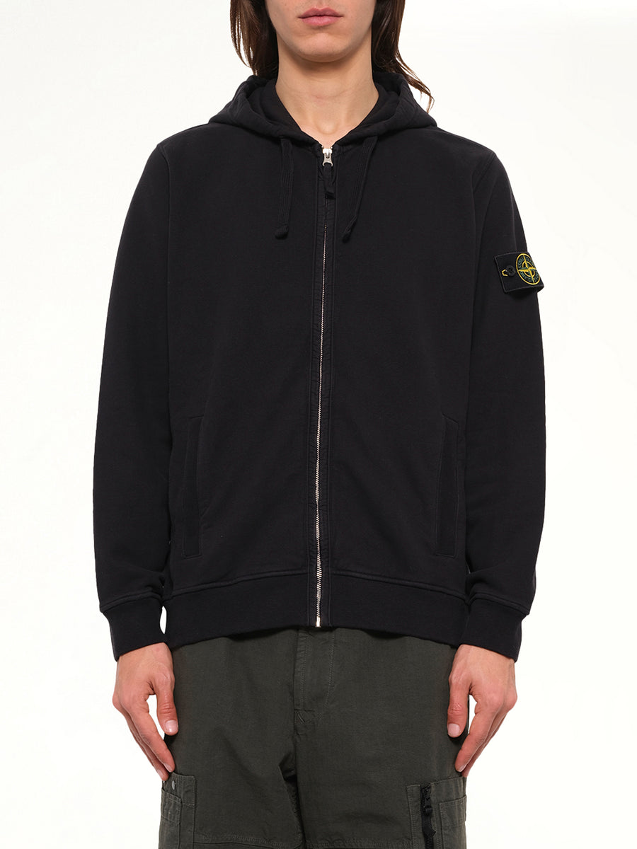6100067 Brushed Cotton Zip-Up Hoodie in Black