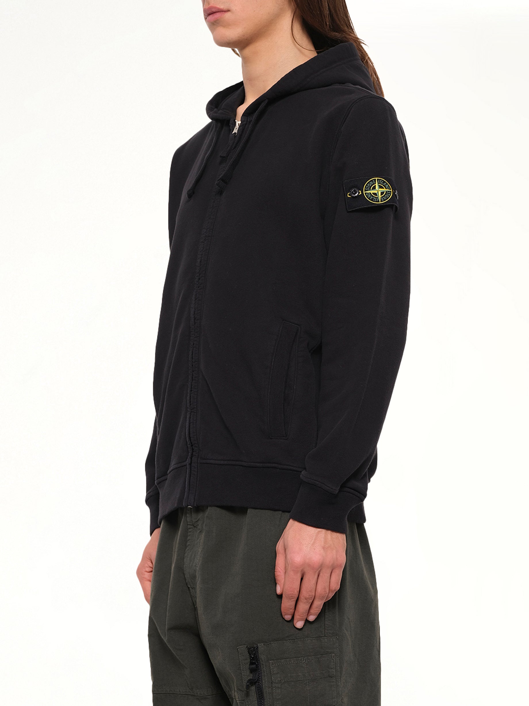 6100067 Brushed Cotton Zip-Up Hoodie in Black