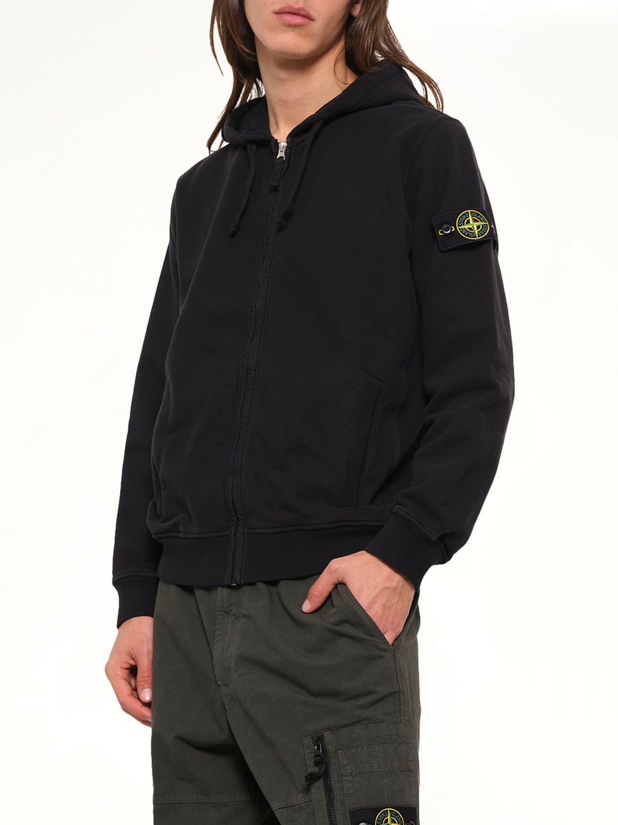 6100067 Brushed Cotton Zip-Up Hoodie in Black