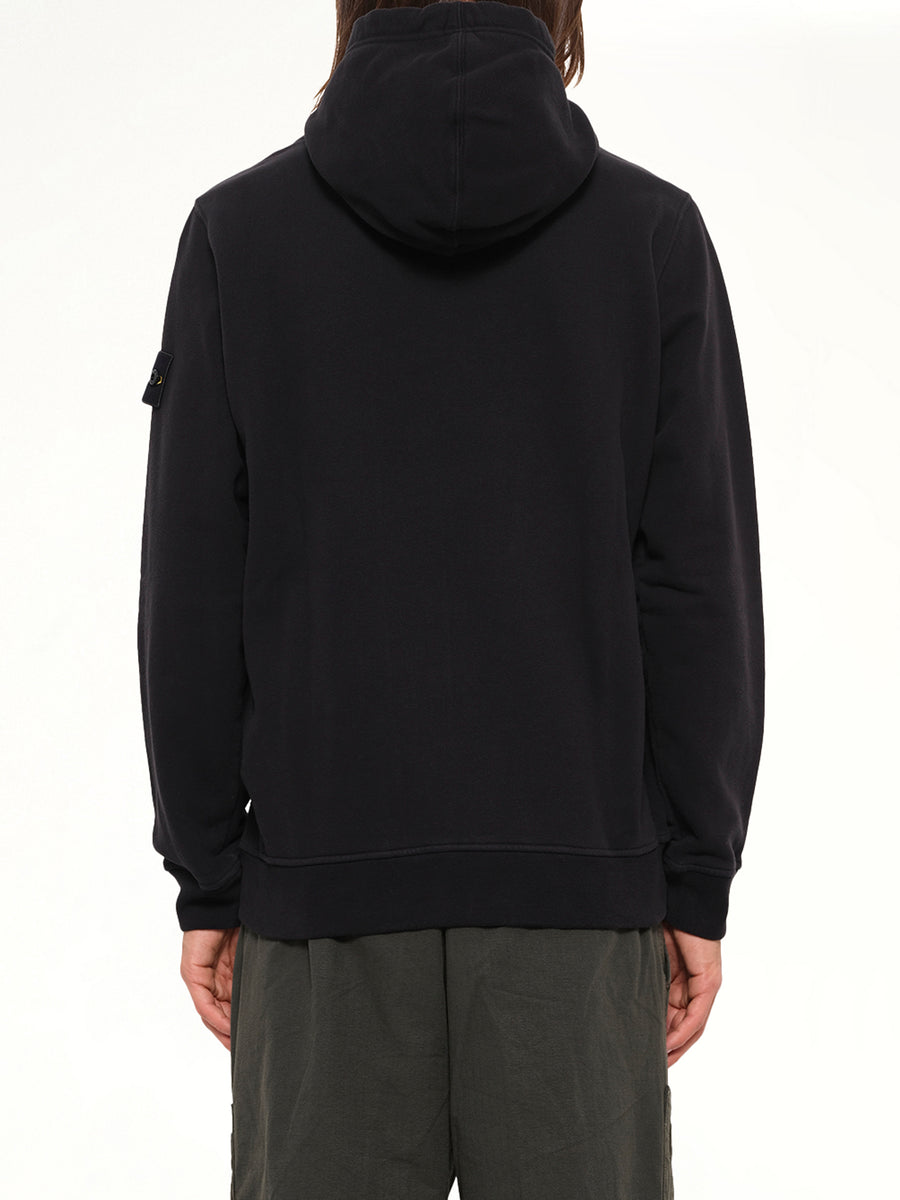 6100067 Brushed Cotton Zip-Up Hoodie in Black