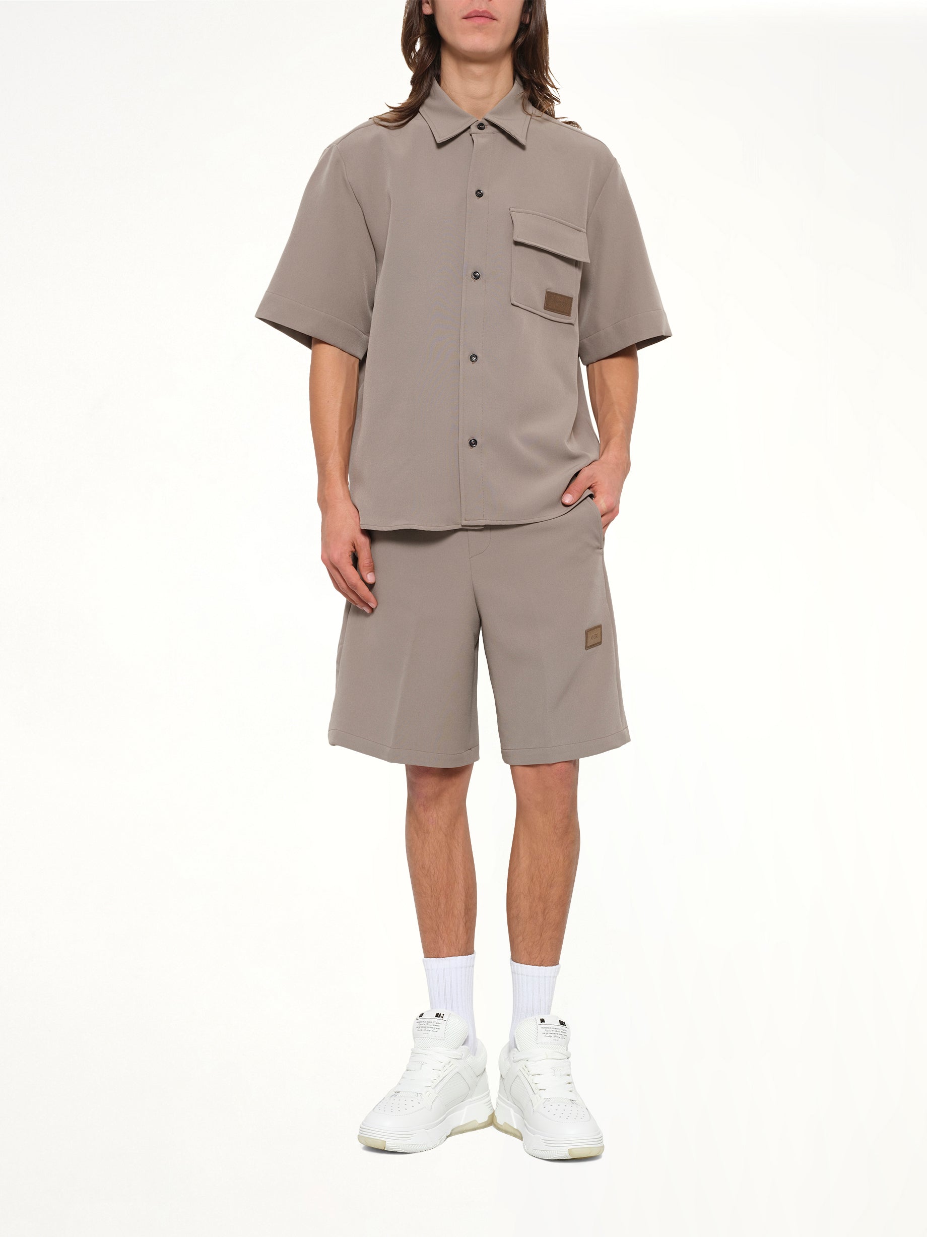 Amiri Patch Cady Track Short in Dark Sand