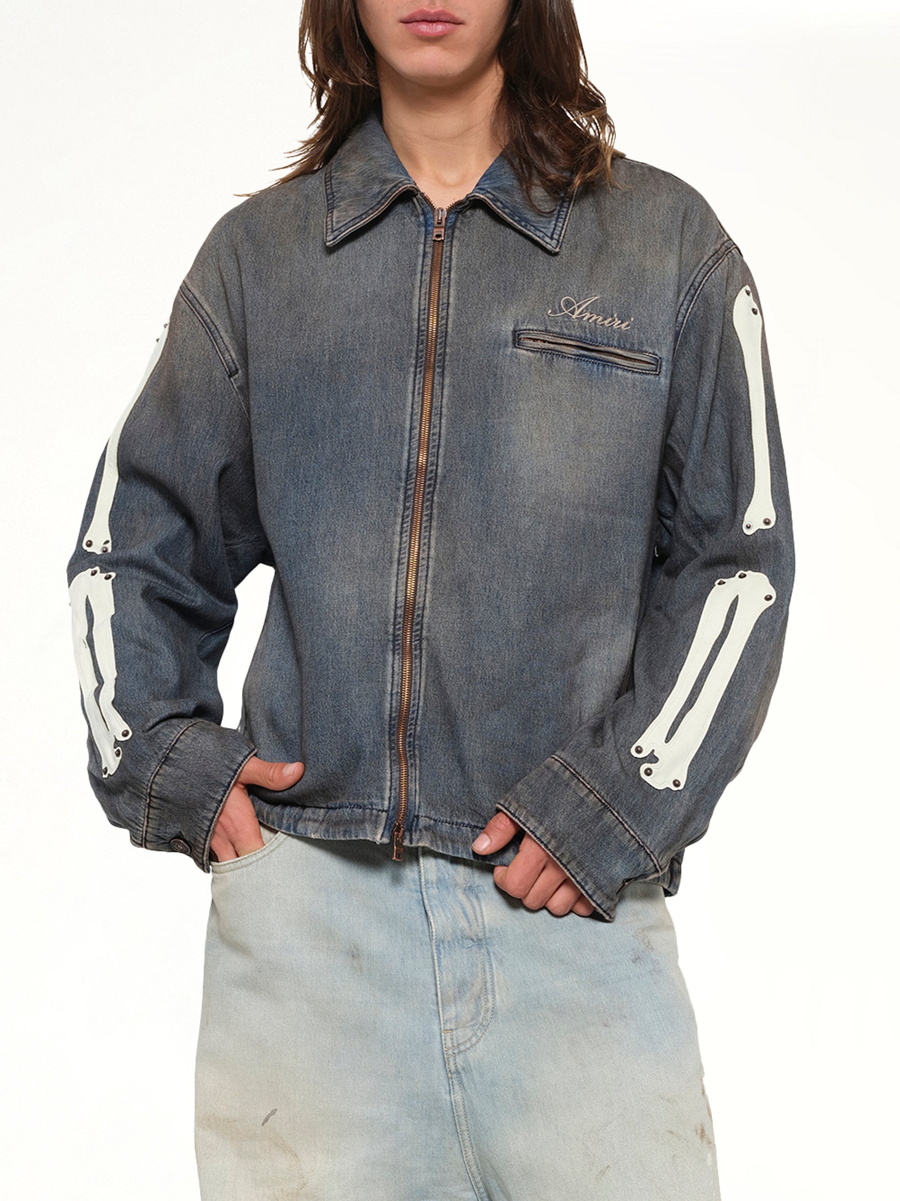 Lea Bones Denim Blouson in Dark Dust