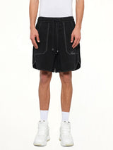 Script Linen Short in Black