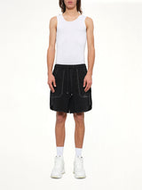 Script Linen Short in Black